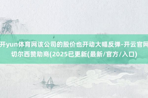 开yun体育网该公司的股价也开动大幅反弹-开云官网切尔西赞助商(2025已更新(最新/官方/入口)