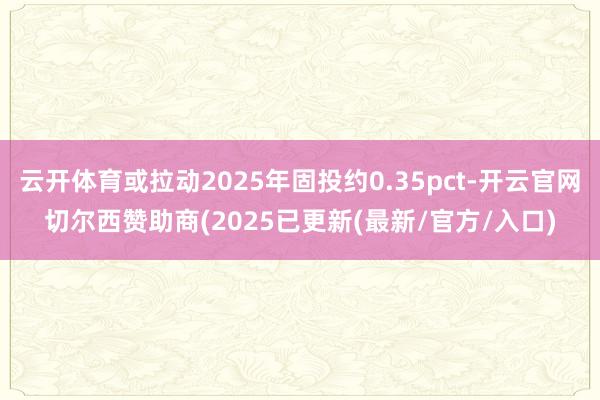 云开体育或拉动2025年固投约0.35pct-开云官网切尔西赞助商(2025已更新(最新/官方/入口)